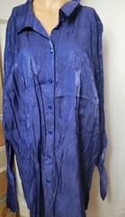 Vintage Womens Plus Button Up Shirt Blue Sparkle Long Sleeve 26w-28w Studio 1940