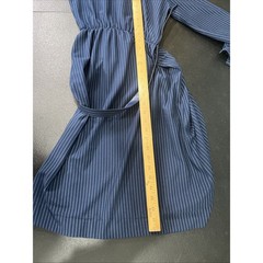 Lady Carol Petites Dress Womens S Navy Blue Pinstripe Collar Belted Vintage 70s
