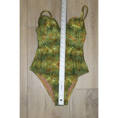 VTG Agua Doce Lime Green Cheetah Print Underwire One Piece Swimsuit Brazil Small