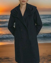 VTG A. Sachs Perlette Wool Overcoat Womens Shawl Collar L/XL Wool Black 80-90’s