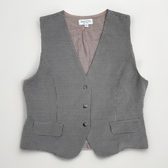 Vintage Tamotsu New York Houndstooth Button Front Vest Size L Fully Lined