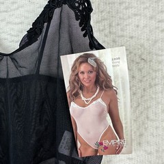 Vtg Thong Bodysuit Sheer Sexy Boudoir Black Bridal Sissy Small Risqué Stripper