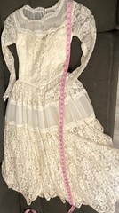 Vtg 1950’s Maurer Ivory Full Lace Wedding Dress-Bust 30/2XS