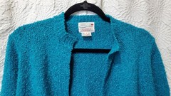 Serbin Vintage Cardigan Sweater Size 34 Size Small Teal Blue