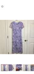 Vintage Giorgio Sant Angelo Dress Sz 12 Purple Lavender Floral Lined Back Modest