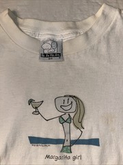 vtg 1999 MADE IN USA Margarita Girl cartoon Be As You Are white shirt XL womens
