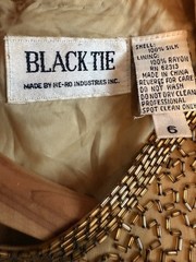 Vintage Black Tie Gold Beaded Silk Cocktail Dress Size 6 – Beaded Sheath Glam