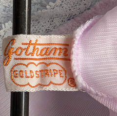 Vtg Gotham Gold Stripe Peignoir Set Blue Chiffon over Lilac Nylon Sz S/M 1950s