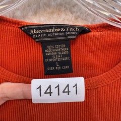 90s Vintage Abercrombie Long Sleeve Top Shirt Medium Orange Rib Knit Boho Fairy