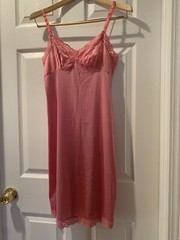 Vintage Lingerie S No Tags Vassarette Pink Full Slip Dress Lace See Measurements