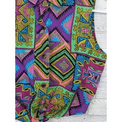 Vintage 80s 90s Miss Kitty Southwestern Aztec Print Tie Up Vest Top Western Sz M