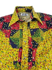 Vintage Western Trends Panhandle Slim Patchwork Yoke Calico Sz M Pearl Snap