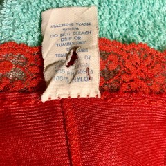 Red 1980s Frilly Cami Tank 100% Nylon Lingerie Lace Top USA Made Medium