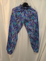 #119, 1980s Abstract Elastic High Waist Light Weight Multi Colored Small Pants.