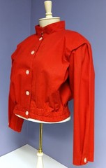 Vintage 80’s Ladies Perry Ellis America Red Linen Cotton Button Front Jacket Lg
