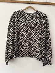 Vintage 80’s Black Floral Long Sleeve Blouse By Personal Petites Woman’s size 16