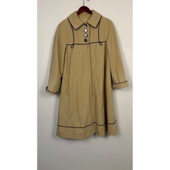 Joseph Stein Muriel Reade Vintage Coat Tan Black Piping Size M ILGWU 60s Mod