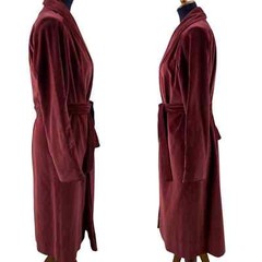 Vintage Marguerite Rubel Terracotta Velvet Long Opera Coat Size S/M Belted