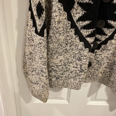 Vintage Cardigan Sandy Starkman Black Gray 70’s – 90’s Wearable Art Patchwork