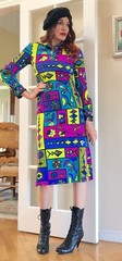 Vtg Rare Emilio Pucci Neon Abstract Mod Signed Midi Dress