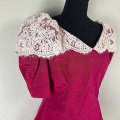 Vtg Lace Peplum Top 80s Victorian Regencycore Statement Retro Maximalist sz 8