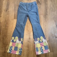 Vtg 70s Maverick Bell Bottom Jeans Womens 11 12 Denim Flare Hippy Boho 28 x 31