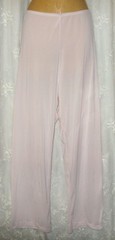 VINTAGE SZ 36 SHADOWLINE BABY PINK ELASTIC WAIST SILKY PAJAMA BOTTOMS PANTS +
