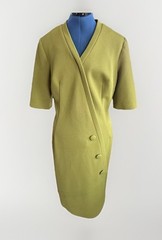Vintage 60s 70s Edith Flagg Avocado Green Sheath Mod Retro Women’s Dress