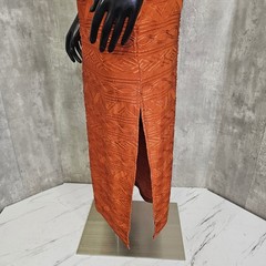 Vintage Y2K Shape FX Newport News Orange Textured Bodycon Maxi Dress Womens M