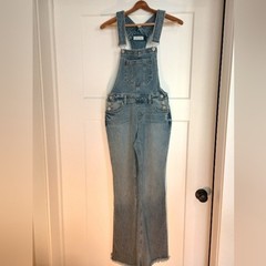 Happily Grey Flare Denim Bib Overalls Light Wash Sz 26 Cowgirl 70s Retro