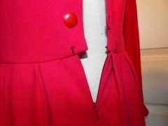 Vintage Red Wool Nina Ricci Full Skirt Dress B36 Size 40