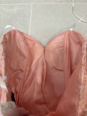 Vintage Y2K Masquerade Pink Beaded Iridescent Corset Tulle Mini Dress Size 3/4