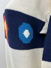 VTG 80s Jantzen Womens Sweater Cotton Boatneck Colorblock Geometric Flower
