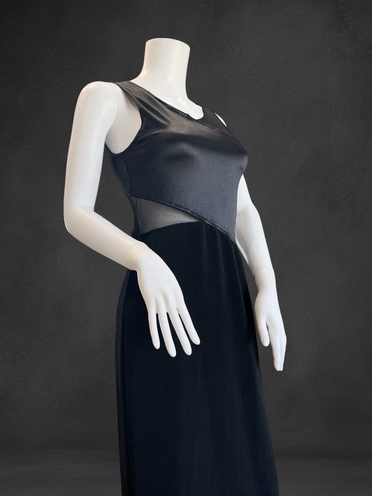 Vtg Rhapsody Women’s Long Formal Dress Sheer Back Size 8 Black 90s Y2K
