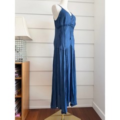 Vintage Y2K Maxi Dress Indigo Blue Fairy Made in India size L