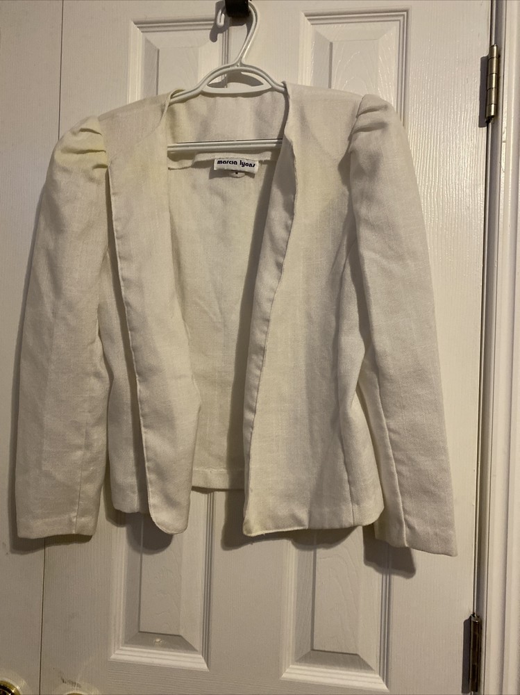 Womens White Suit Jacket by Marcia Lyons size M Vintage