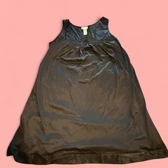 Vtg 90s Y2K Vanity Fair Black Nylon Lingerie Slip Dress Gown Large 42