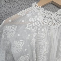 Antique 1900s 10s 20s Embroidered Cotton Lace Lawn Tea Under Dress XXS/XS READ
