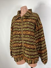 Vintage 100% Silk Studio Sportif Bomber Jacket Animal Print Geometric Zip XL