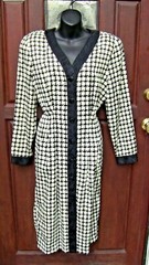 PAPELL BOUTIQUE BUTTON FRONT BLACK/WHITE CHECKERED DRESS SZ 12 POLYESTER