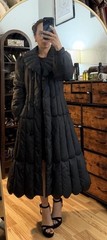 Vintage 80s Avant Garde Quilted Puffer Swing Coat Black XS