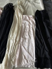 70’s-60s vtg lot of 8 slips nighties robe lace detail Mixed Sizes