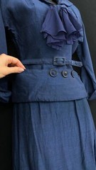 Vintage blue skirt suit set, jacket 1940s 1950s dress wiggle navy sailor collar