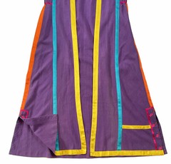 JOSEFA Caftan Duster Robe Purple Embroidered Cotton Mexican Vintage Size S