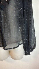 F21 Sheer Black Gold Dots Goth Prairie Teacher Button Up Blouse Sz M NWT