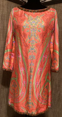 VTG 60s Paisley 100% Silk Designer Kiki Hart from Saks Shift Cocktail Dress 10 M