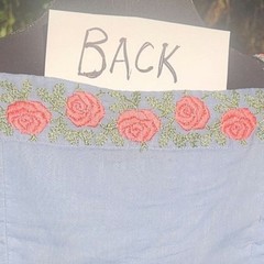Vtg 50s 60s Peplum Top Curvy Cami Blue Pink Roses Embroidered Bust 30 XS Union