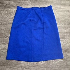 Vintage Gibi 60s 70s Blue Wool Skirt Suit Set Sz. 14 Italy