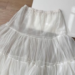 Vintage 70s/80s White Petticoat Skirt Prairie Square Dance Tiered XL Mesh USA