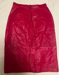 Vintage 90s Jonathan Paris Red Genuine Leather Pencil Skirt Womens 5/6 Argentina